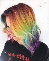 Rainbows Glitter Pt 2 We Did A Split Color On This One So Here S The Other Side Pulpriothair Is The Paint F Rainbow Hair Color Hair Styles Hair Beauty