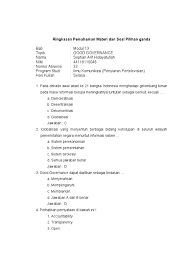 Kita ambil satu saja untuk sebagai bahan analisa. Contoh Soal Good Governance