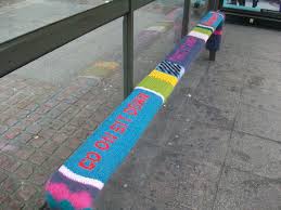 A unique toy to play with. Knitted Bus Stop Seat Cozy Knithacker