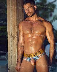 Male Model Print Slender Handsome Beefcake Shirtless Hunk Hot Hairy Man  N1066 | eBay
