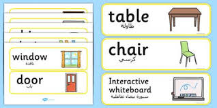 Classroom Furniture Labels Arabic Translation Information Tags Objects Data Everyday School Class Tables Chair Board Ks1 Ks Classroom Labels Classroom Furniture Classroom