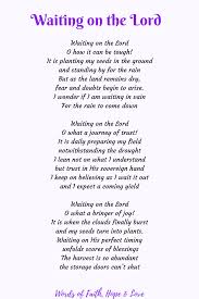Waiting On The Lord Words Of Faith Hope Love Christian Poems Inspirational Scripture Prayer Poems