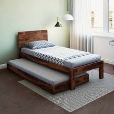 Single Beds Boston Single Bed Teak Finish With Trundle By Urban Ladder Simple Bed Simple Bed Designs Bed Design