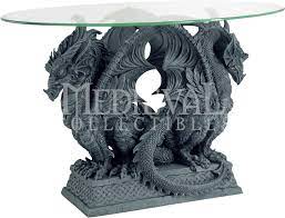 Ice armor 90gsc71954 oval tempered glass top white and black guarding dragon statue figurine with gold coffee table, 19 h. Design Toscano Warwickshire Dragon Coffee Table Clipart Large Size Png Image Pikpng