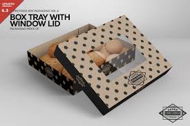 Simple edit with smart layers. Box Tray Window Lid Packaging Mockup Food Box Packaging Free Packaging Mockup Packaging Mockup
