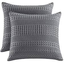 Decorative throw pillow covers are your best friends when you want to accent your home. Buy Phf 100 Cotton Waffle Weave Euro Sham 26 X 26 Set Of 2 Home Decorative Euro Throw Pillow Covers For Couch Sofa Bed No Filling Dark Grey Online In Turkey B07f66jgsv