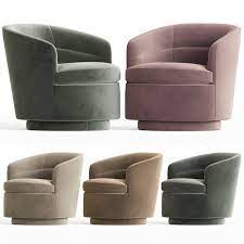 A touch traditional in luxurious leather, more modern when upholstered in vibrant color. 3d Viv Swivel Chair Westelm Model Turbosquid 1613981
