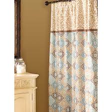 Tan black chevron monogram shower curtain. Tan Blue Medallion Print Shower Curtain Kirklands