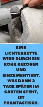Diy Gartendeko Designerlampe Aus Lichterkette Und Zement Selbst Bauen Lichterkette Rohre Gartenlampen