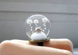Winter Terrarium Ring Snow Covered Landscape Little House And Etsy In 2021 Christmas Ring Snow Globe Rings Snow Globes