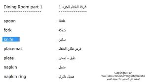 تعلم اللغة الانجليزية الدرس 83 كلمات مفردات غرفة الطعام بالانجليزي الجزء 1 Youtube
