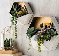 Floor to ceiling home decor for outdoors and in: Fun Home Decor For Millennials Succulent Wall Art In Geometric Planters Nonagon Style Trending Decor Succulent Wall Art Plant Decor