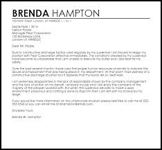 Constructive Discharge Resignation Letter Example Letter Samples Templates