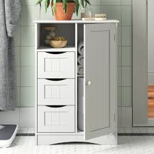 It coordinates well with any bathroom decor, also add more storage space to the bathroom or clear the clutter from… Mornon Bathroom Floor Cabinets Bathroom Cupboard Storage Bathroom Cupboard Cabinet White Wooden Toilet Roll Storage