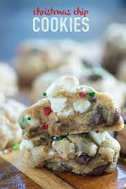 Chocolate Chip Christmas Cookies Recipe Christmas Cookies Easy White Chocolate Chip Cookies Cookies Recipes Christmas