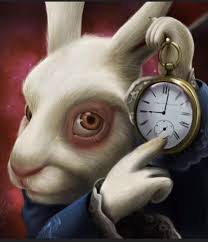 White Rabbit Pointing At A Clock