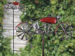 Posiwio Gartenstecker Motorrad Mit Drehenden Radern 59 90 Gartenstecker Metall Laterne Dekoration