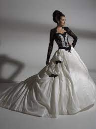 Black And White Lace Long Sleeves Gothic Wedding Dress Gothic Wedding Dress Wedding Dress Styles Black Wedding Dresses
