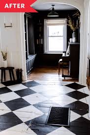 Before And After This Bold 100 Floor Redo Will Stop You In Your Tracks In 2020 Painted Wood Floors Wood Floors White Wood Floors