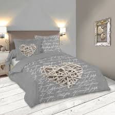 parure de lit motifs cœur tons gris et blancs 260x240 2 taies 63x63 100 coton woodlove infos et parure de lit housse de couette parure housse de couette