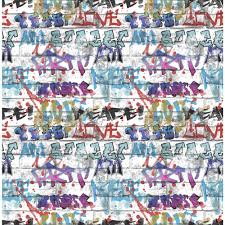 Fresco Graffiti Multicoloured Wallpaper Wilko Woman wearing hoodie leaning on love live graffiti wallpaper.