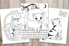 Dinosaurs, diggers, and dump trucks coloring book: Super Cute Cat Coloring Pages Easy No Prep Kids Activity The Artisan Life