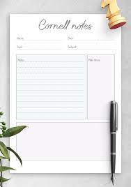 This printable pdf template can be viewed, downloaded and also printed. Download Printable Cornell Method Note Taking Template Pdf