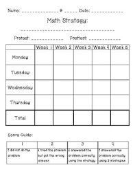 20 Day Math Strategy Pack Data Notebook Chart Homework Pretest Posttest