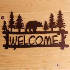 Woodland Bears Metal Welcome Sign Metal Welcome Sign Woodland Bear Bear Wall Art