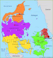 Dinamarca es uno de los veintisiete estados soberanos que forman la unión europea. Mapa De Dinamarca Daniela