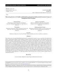 PDF) Measuring the Level of Validity of Blended Learning in the  Mathematical Economics Course of Management Study Program