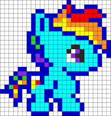 Licorne Bleue Pixel Art Pixel Licorne Perles A Tisser Tableau Arc En Ciel