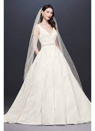 Robe de mariee ball gown wedding dress with full sleeves court train bridal satin lace vintage wedding dresses 2020 vestidos. Satin Ball Gown Wedding Dress With Plunging V Neck David S Bridal
