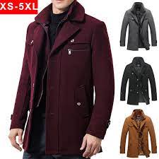 Trench Coat For Men Wool Coat Autumn And Winter Cotton Padded Coat Warm Tops Woolen Coat Warm Coat Down Jacket Business Casual Mens Windbreaker Long Section Plus Cotton Thick Double Collar Wool Coat