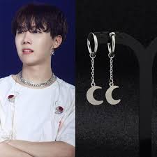 Bts J Hope Moon Earrings In 2021 Bts Earrings Moon Accessories Popular Earrings