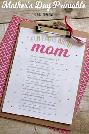 Mother S Day Printable Fun Facts About Mom The Girl Creative Mothers Day Cards Mother S Day Printables Mothers Day Crafts