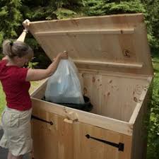 Outdoor Wooden Garbage Can Storage Bin Provide Attractive Waste Storage Solution Shed Storage Outdoor Storage Sheds Garbage Can Storage