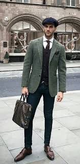 Black And Brown Outfits Mens Safatopia Fall Outfit Inspiration With A Green Blazer Brown Waistcoat White Button Up Shirt Brown Blazer Outfits Men Mens Winter Fashion Mens Fashion Suits