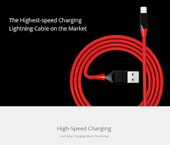 Tronsmart 1ft 0 3m 19awg Lightning Cable Red Black