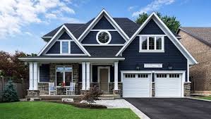 Grayne red cedar shingle is a vinyl siding that offers the appeal of natural cedar siding. Grey And Navy Blue House Novocom Top