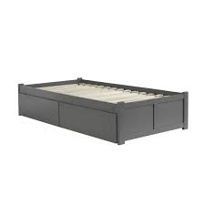 Platform storage bed six drawers under bed two drawers two shelves in headboard brushed nickel hardwareread more. Leo Lacey Twin Xl Platform Bed With Footboard And 2 Urban Bed Drawers In Gray Ll 1762589
