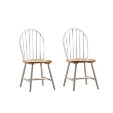 Some dining chairs can be shipped to you at home, while others can be picked up in store. Set Of 2 Windsor Dining Chair Wood White Natural Boraam From Boraam Accuweather Shop