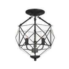Get free shipping on qualified hampton bay flush mount lights or buy online pick up in store today in the lighting department. Hampton Bay Grayton 3 Light Black Faceted Glass Semi Flush Mount 22687 012 The Home Depot Semi Flush Mount Lighting Flush Mount Lighting Flush Mount Ceiling Lights