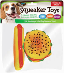 Bow Wow Hamburger and Hotdog Vinyl Squeaker Toys