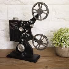 There was no color photo film at the time Cartoon Tv Movie Characters Movie Theater Film Projector Metal Model 12 5 Vintage Style Figurine Home Decor Collectibles