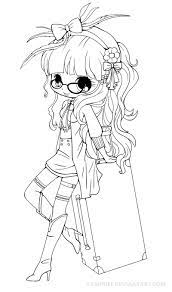 This cute coloring book features: Suitcase Girl Lineart By Yampuff On Deviantart Chibi Coloring Pages Coloring Pages Coloring Books