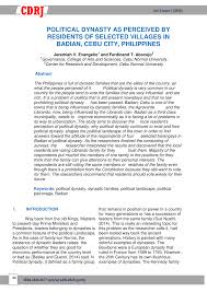 Political dynasties have long been a feature of the philippine political landscape. Pdf Political Dynasty As Perceived By Residents Of Selected Villages In Badian Cebu Philippines