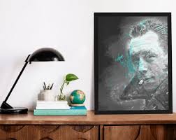 Albert Camus Portrait Art Print, Camus Abstract Mystic Poster, Philosopher  Painting Wall Art