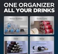 Cooks Innovations Drink Organizer for Fridge, Soda Can Refrigerator Organizers and Storage, Beer-Wine-Water Bottle Holder, Fridge Monkey - Durable ...
