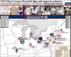 1925 major league baseball map with logos uniforms